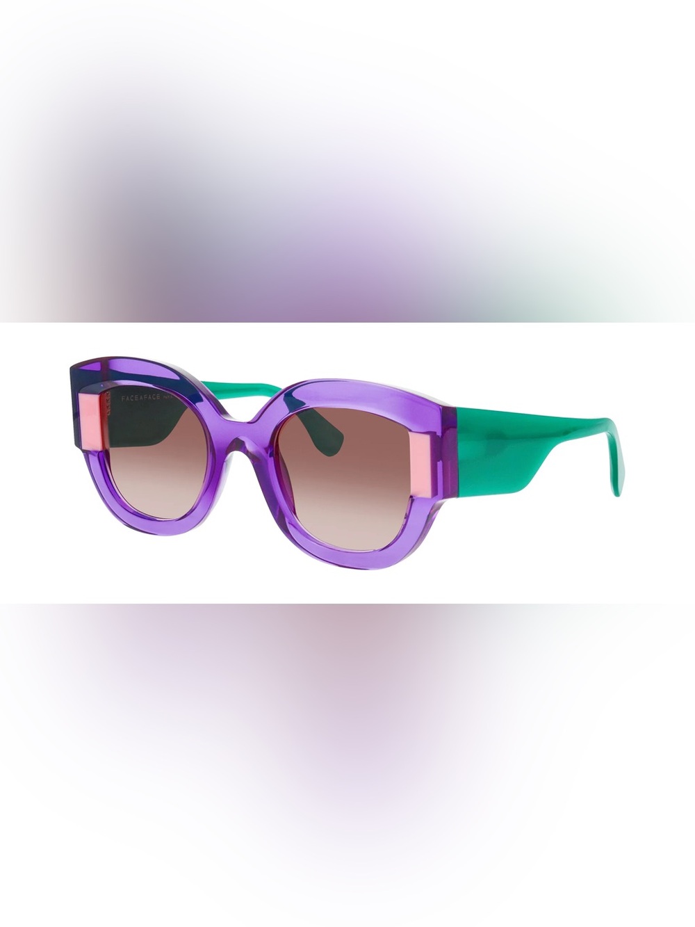 5. NEW  DESIGNER Bold Purple & Green Round Sunglasses for Women